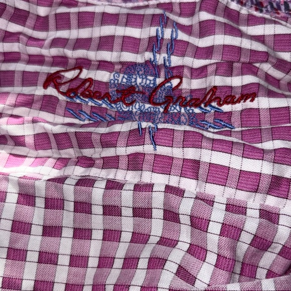 MENS Robert Graham Pink and White Checkered Button-Up Shirt - Picture 9 of 10